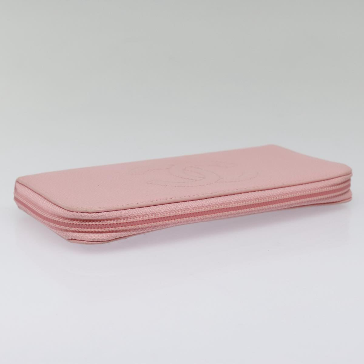 CHANEL COCO Mark Wallet Caviar Skin Pink Gold CC yk15247