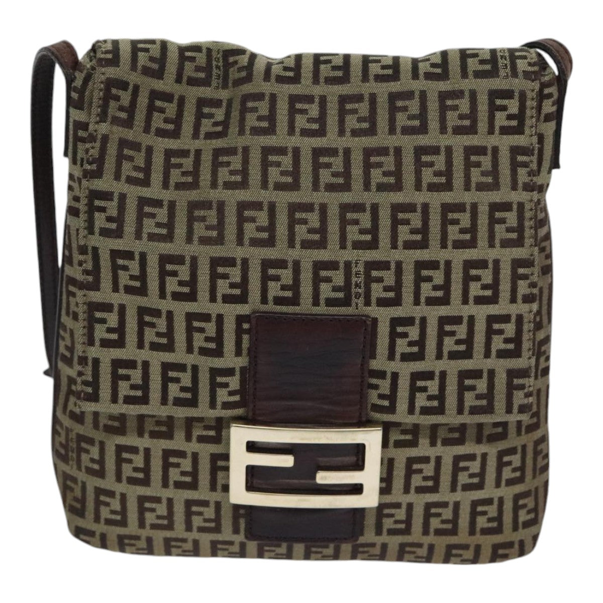 FENDI Zucchino Canvas Shoulder Bag Beige yk15249