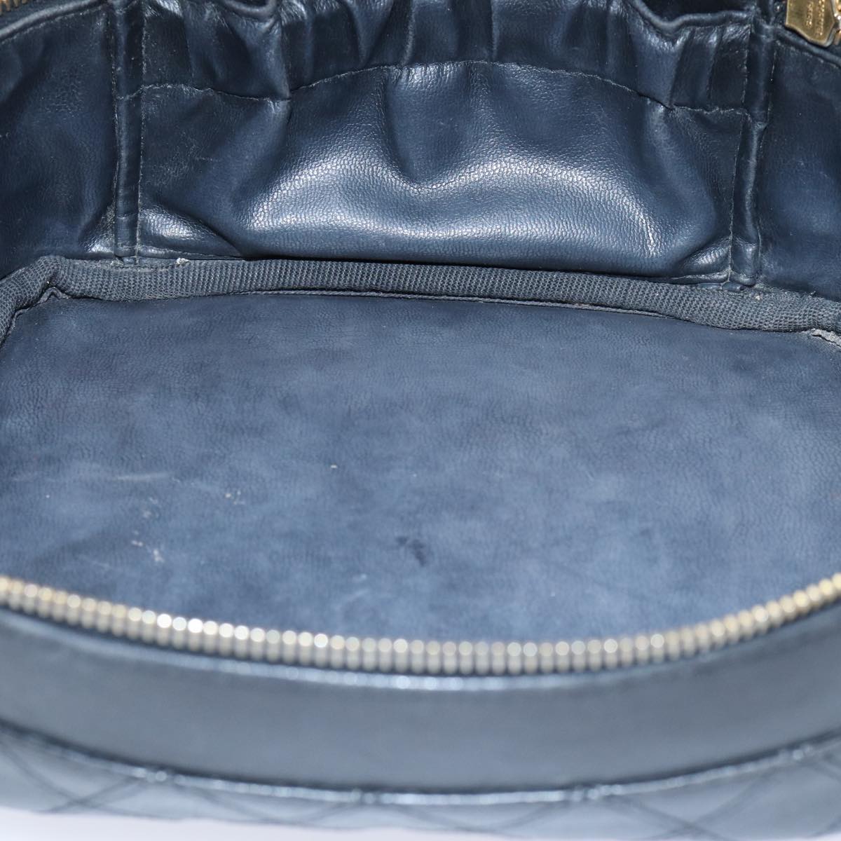 CHANEL Vanity Bicolore Pouch Leather Black Gold CC yk15250