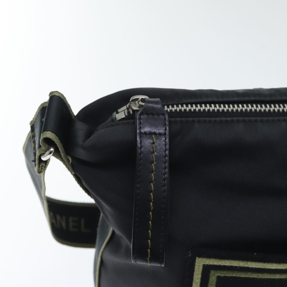 CHANEL Sports COCO Mark Shoulder Bag Nylon Black Silver CC yk15256