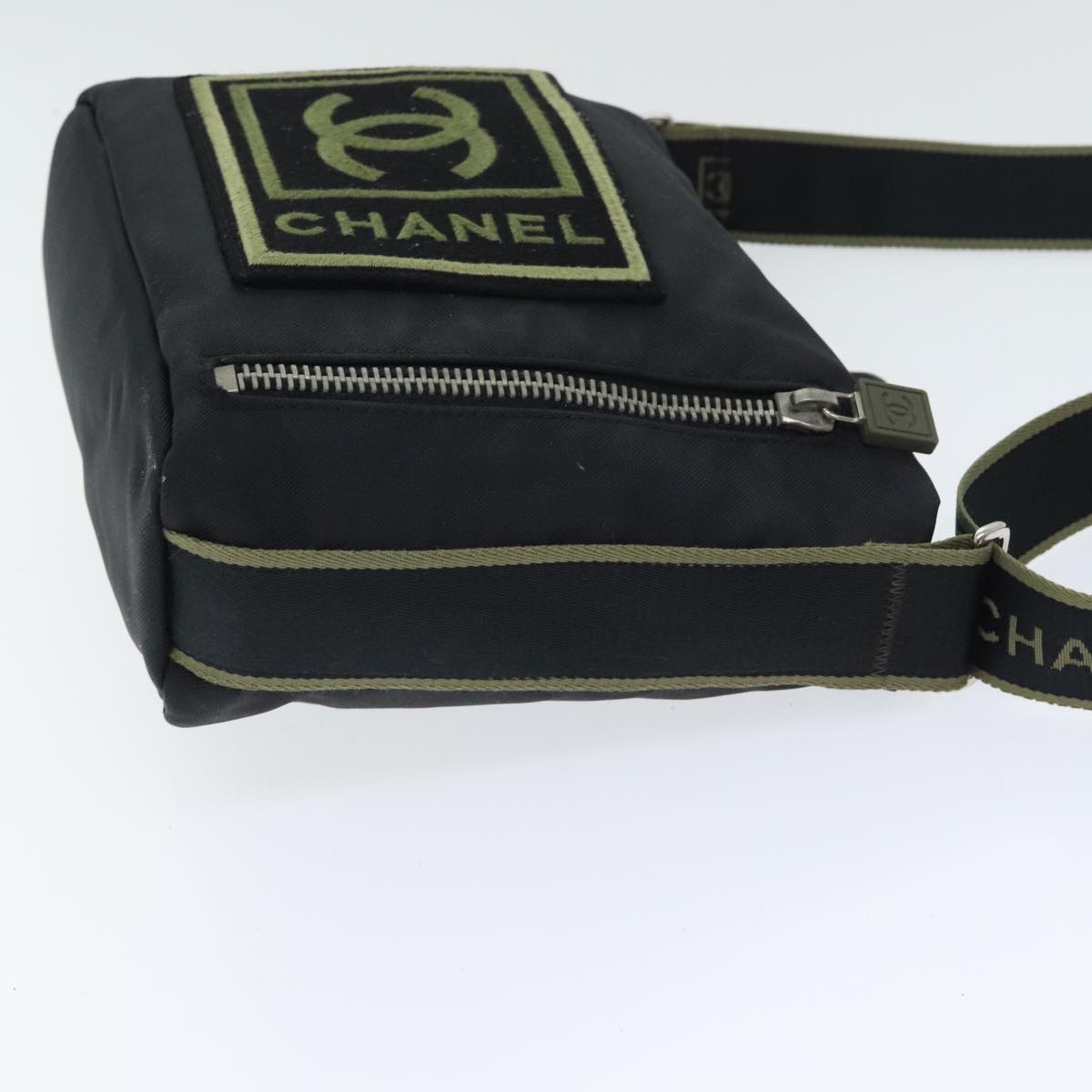CHANEL Sports COCO Mark Shoulder Bag Nylon Black Silver CC yk15256