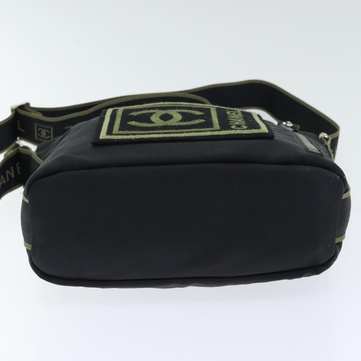 CHANEL Sports COCO Mark Shoulder Bag Nylon Black Silver CC yk15256