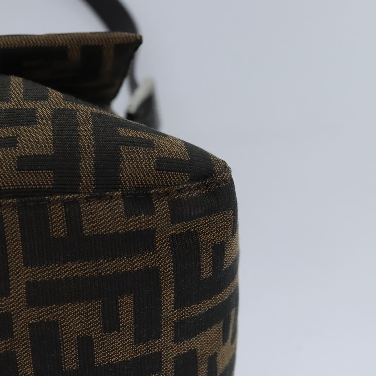 FENDI Zucca Canvas Mamma Baguette Shoulder Bag Brown Black Silver yk15310A