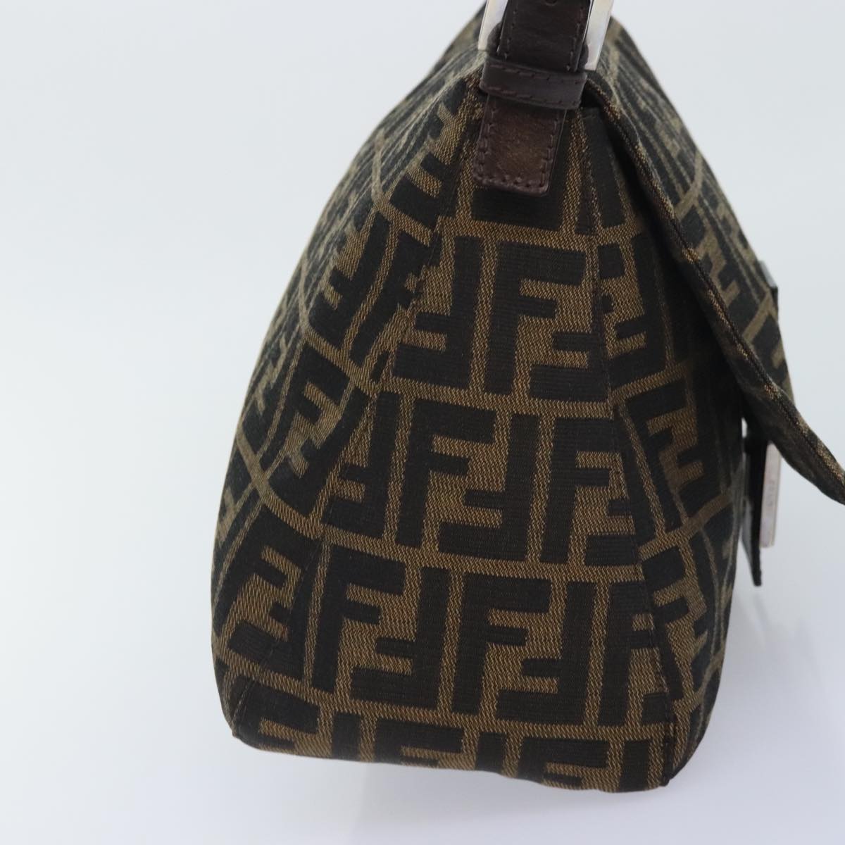 FENDI Zucca Canvas Mamma Baguette Shoulder Bag Brown Black Silver yk15310A