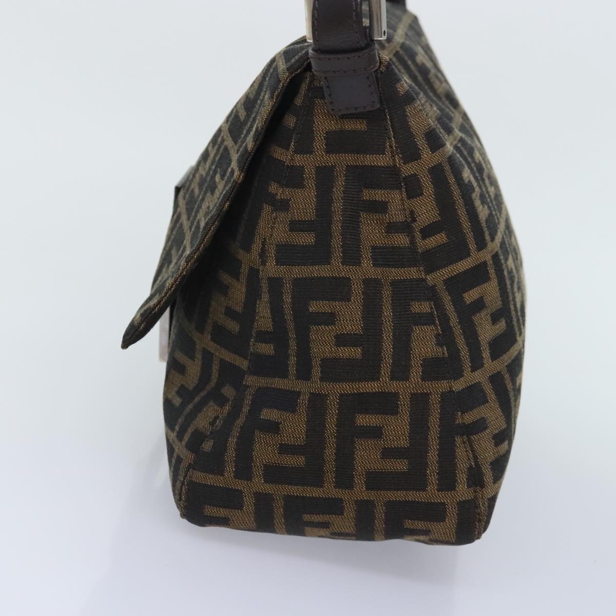 FENDI Zucca Canvas Mamma Baguette Shoulder Bag Brown Black Silver yk15310A