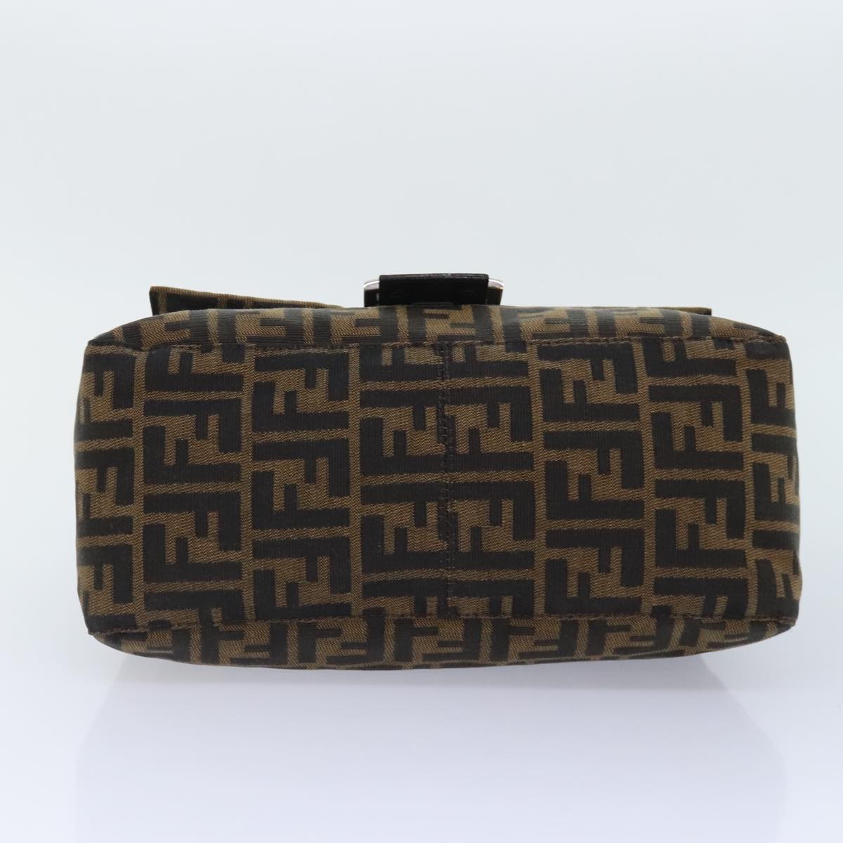 FENDI Zucca Canvas Mamma Baguette Shoulder Bag Brown Black Silver yk15310A