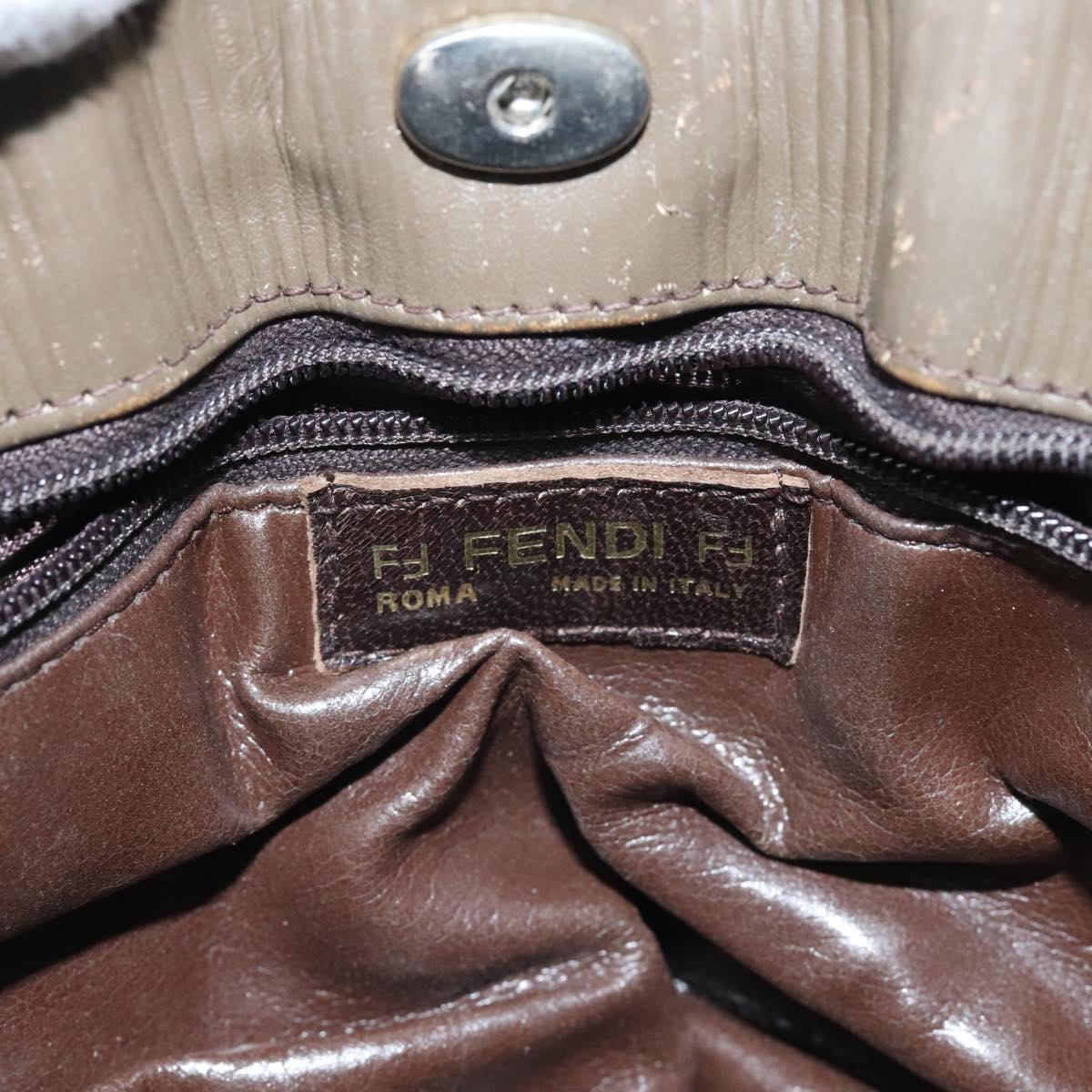 FENDI Zucchino Canvas Shoulder Bag Vintage Beige yk15431