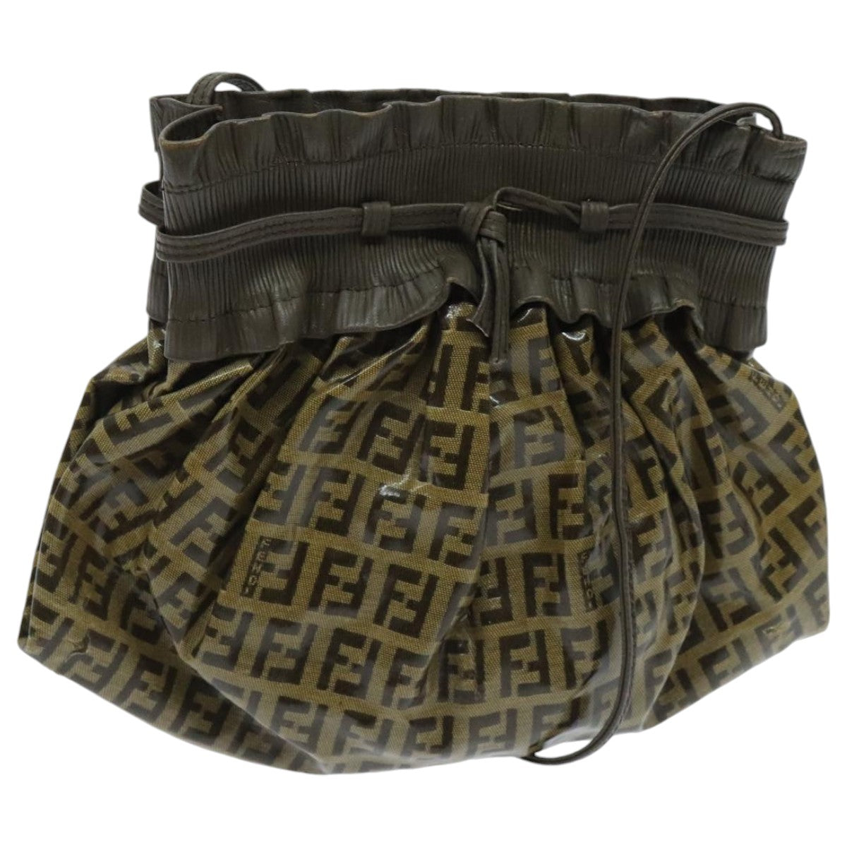 FENDI Zucchino Canvas Shoulder Bag Vintage Beige yk15431