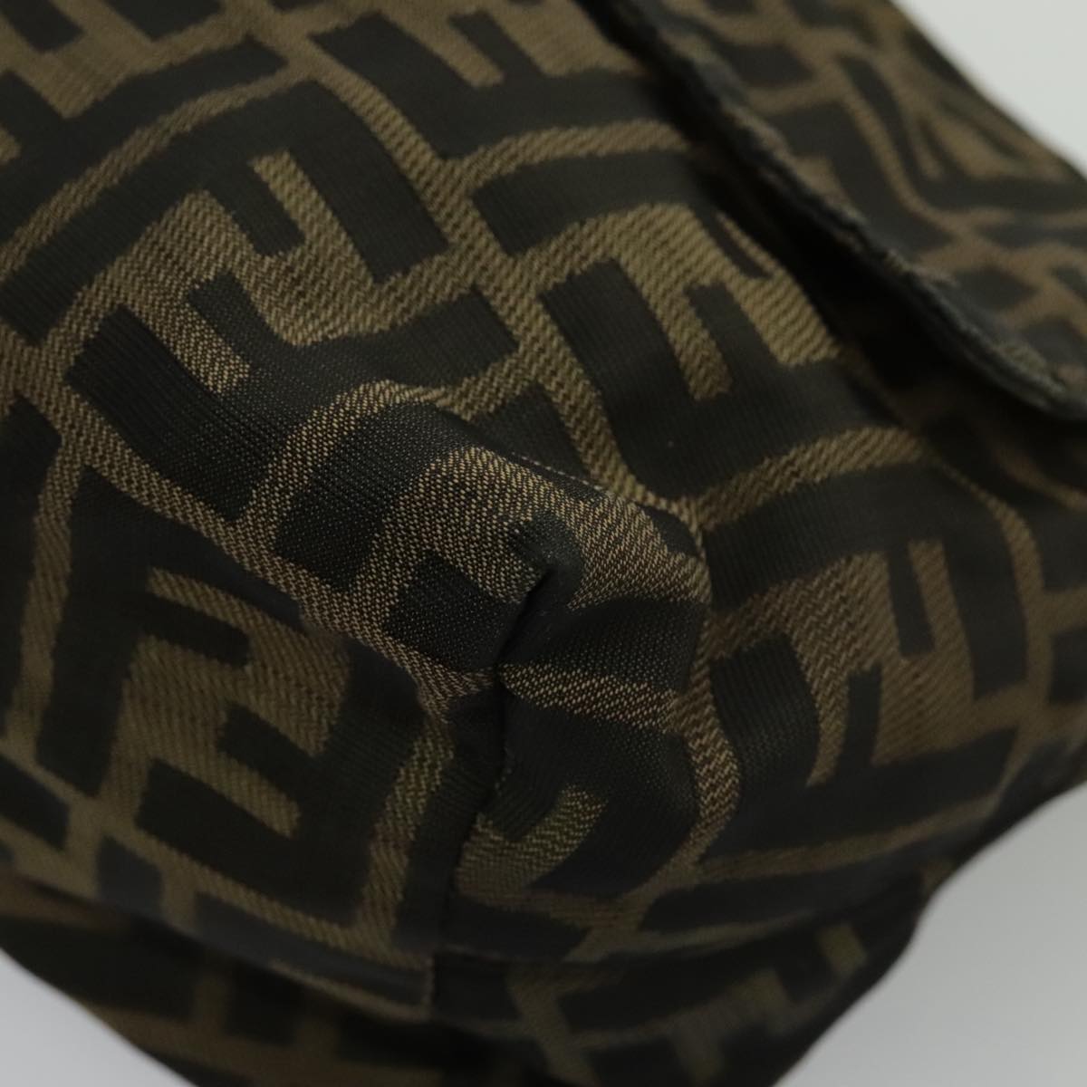 FENDI Zucca Canvas Shoulder Bag Brown Black Silver yk15522