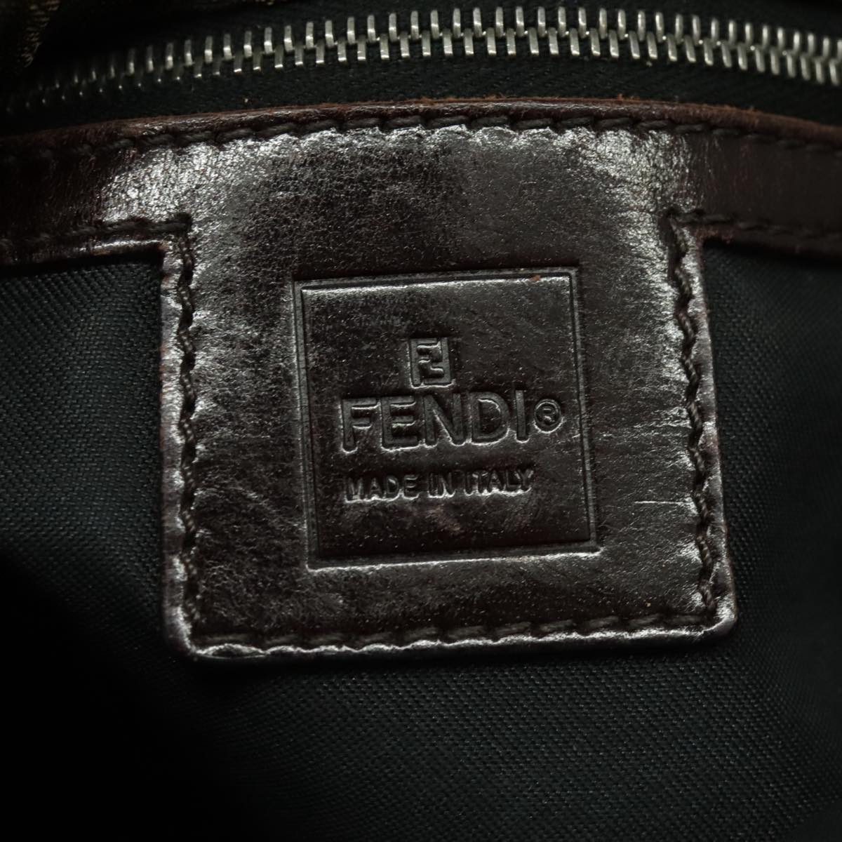 FENDI Zucca Canvas Shoulder Bag Brown Black Silver yk15522