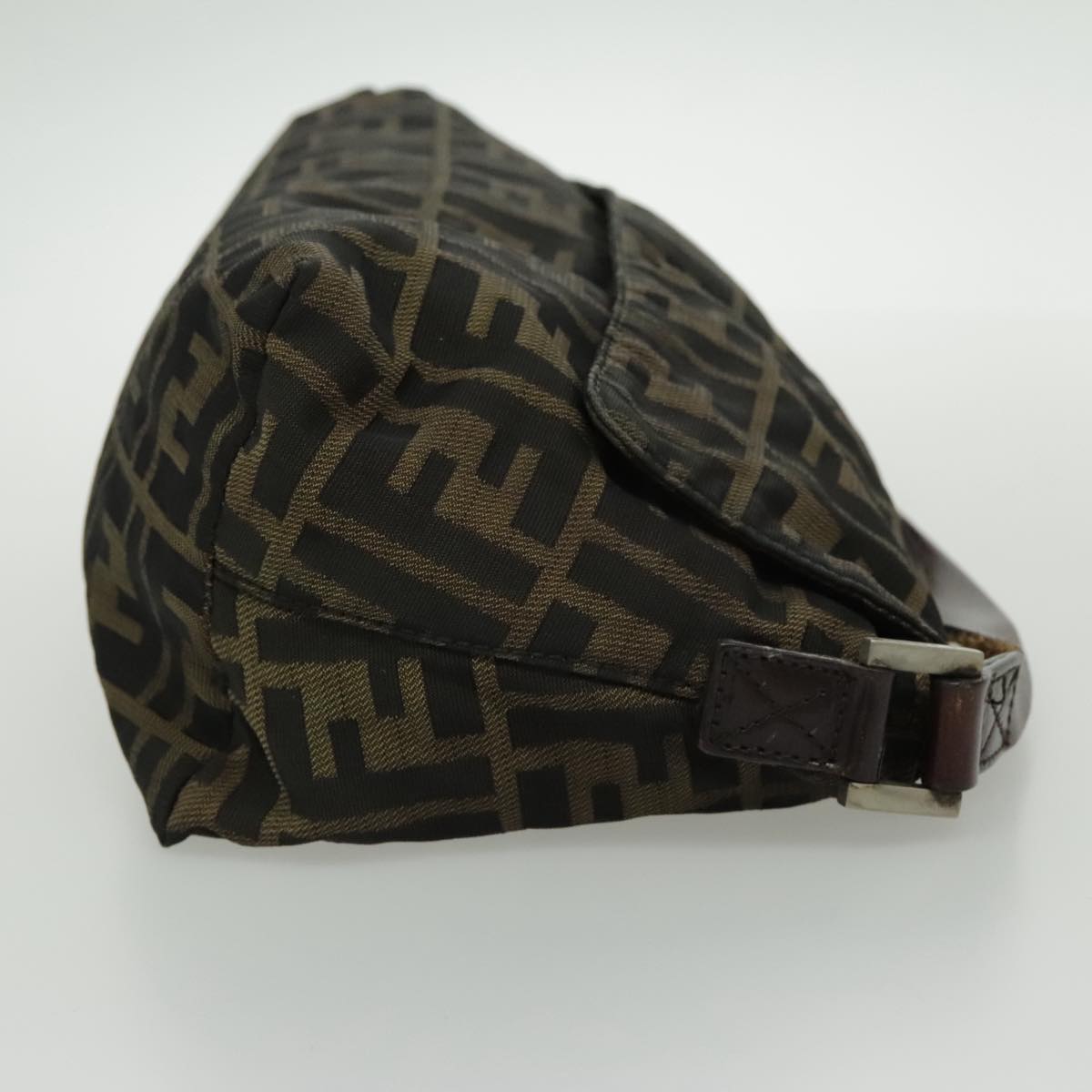 FENDI Zucca Canvas Shoulder Bag Brown Black Silver yk15522