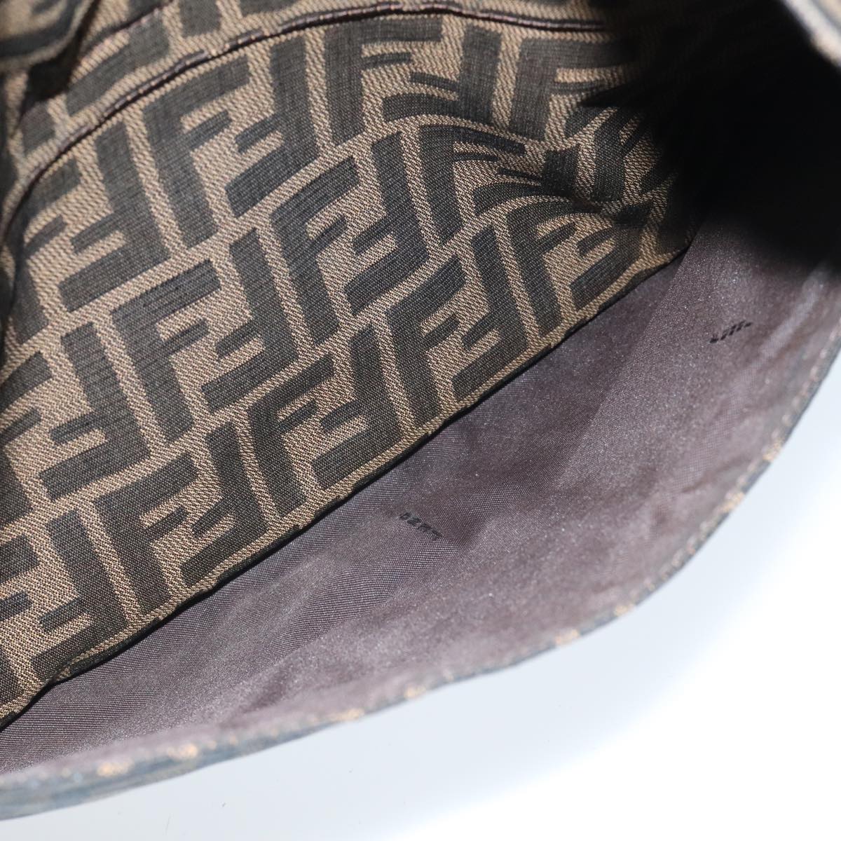 FENDI Zucca Canvas Mamma Baguette Shoulder Bag Brown Black Silver yk15544