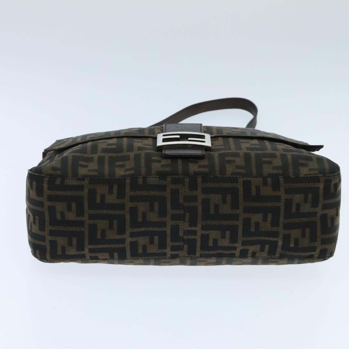 FENDI Zucca Canvas Mamma Baguette Shoulder Bag Brown Black Silver yk15544