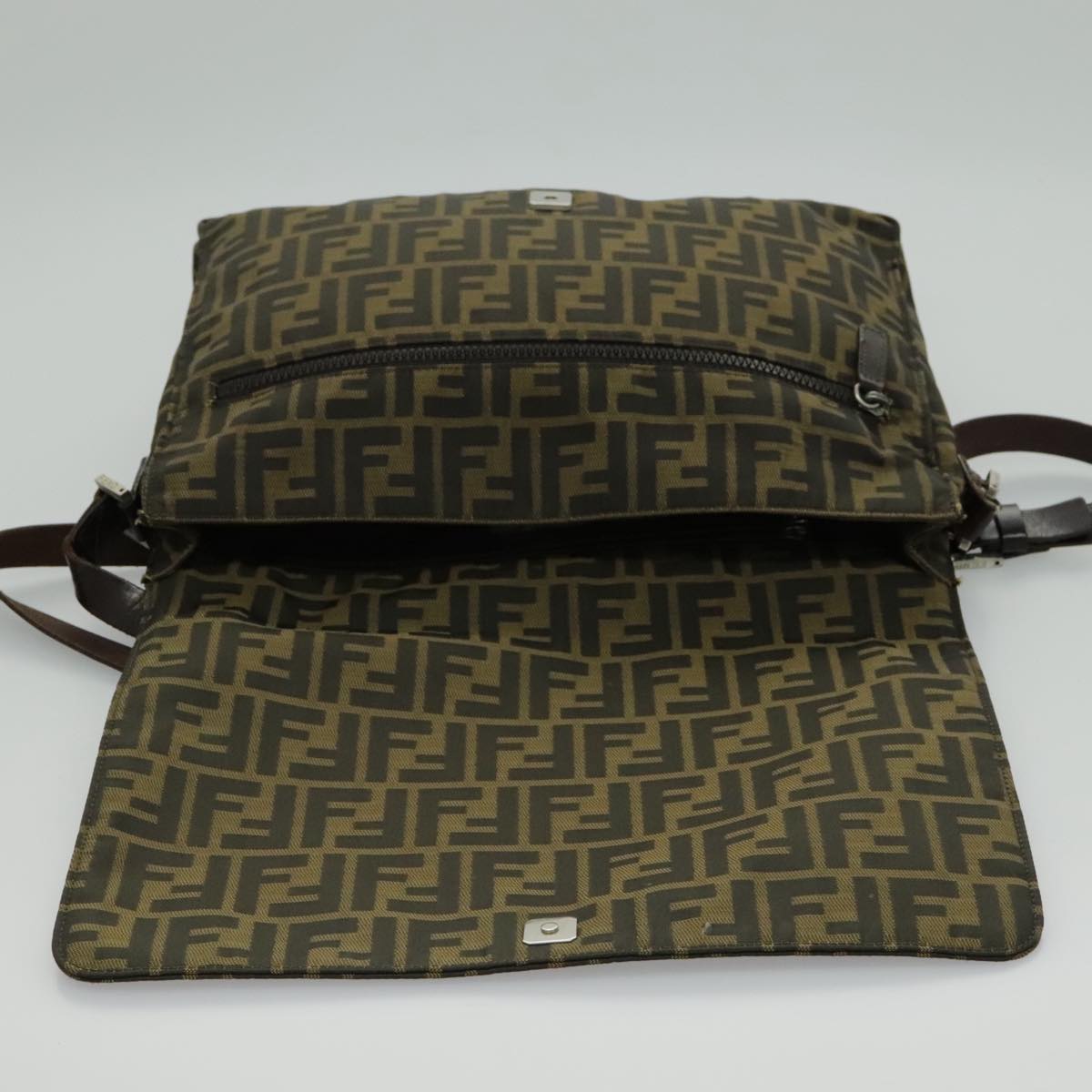 FENDI Zucca Canvas Shoulder Bag Brown yk15561