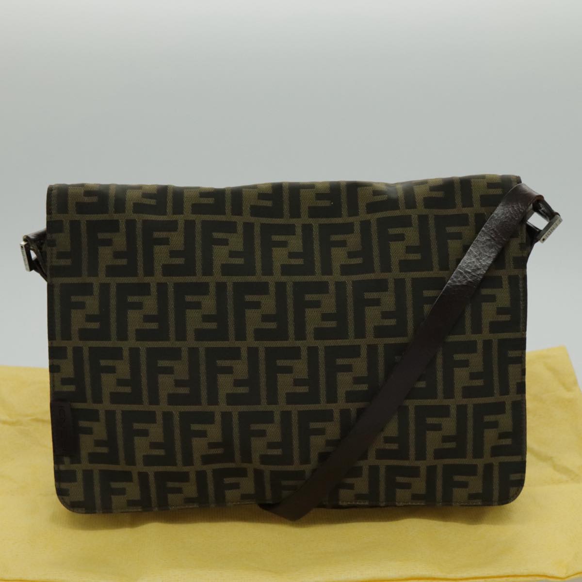 FENDI Zucca Canvas Shoulder Bag Brown yk15561