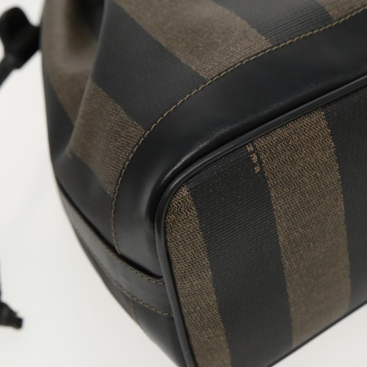 FENDI Pecan Canvas Shoulder Bag Brown Black yk15568