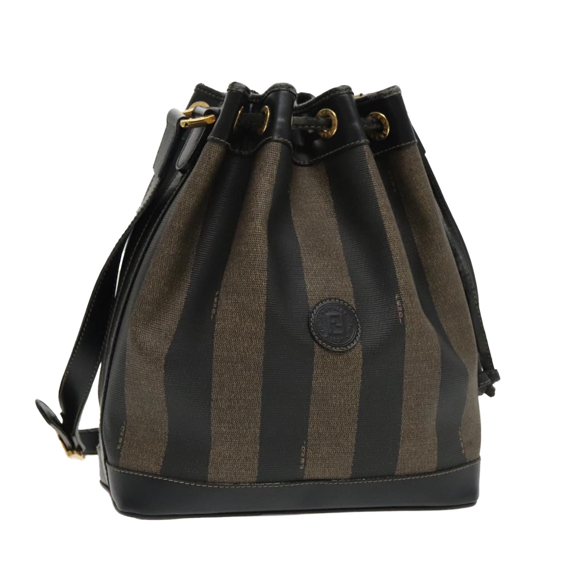 FENDI Pecan Canvas Shoulder Bag Brown Black yk15568