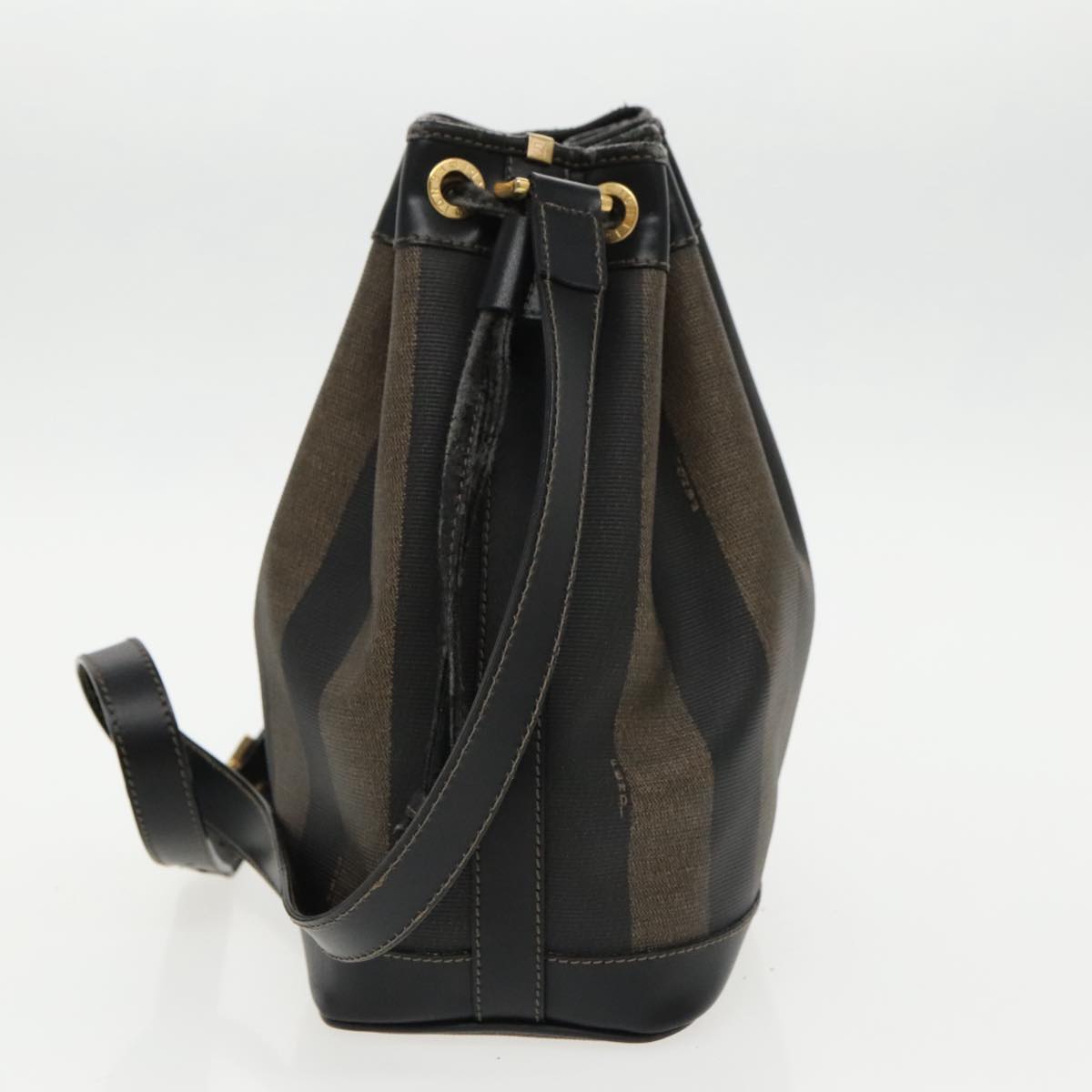 FENDI Pecan Canvas Shoulder Bag Brown Black yk15568