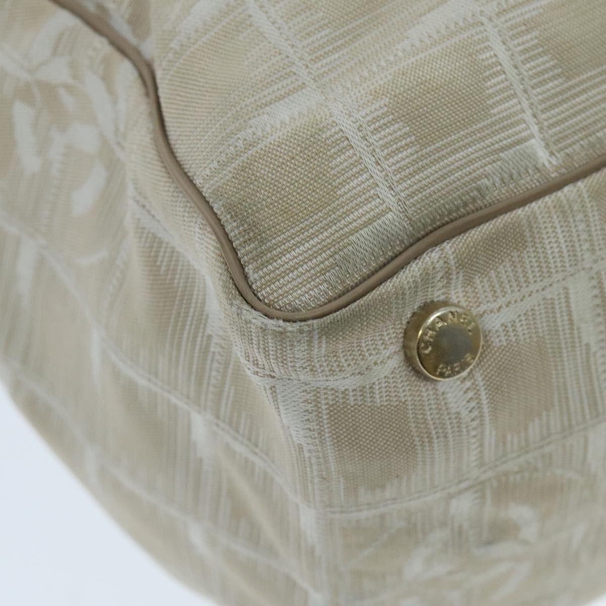 CHANEL New travel line Tote Bag Nylon Beige CC yk15573