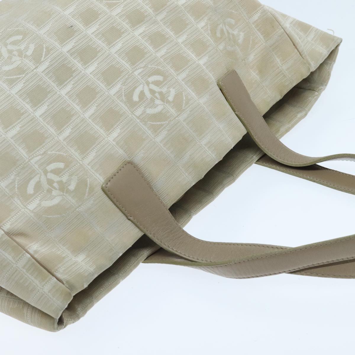 CHANEL New travel line Tote Bag Nylon Beige CC yk15573