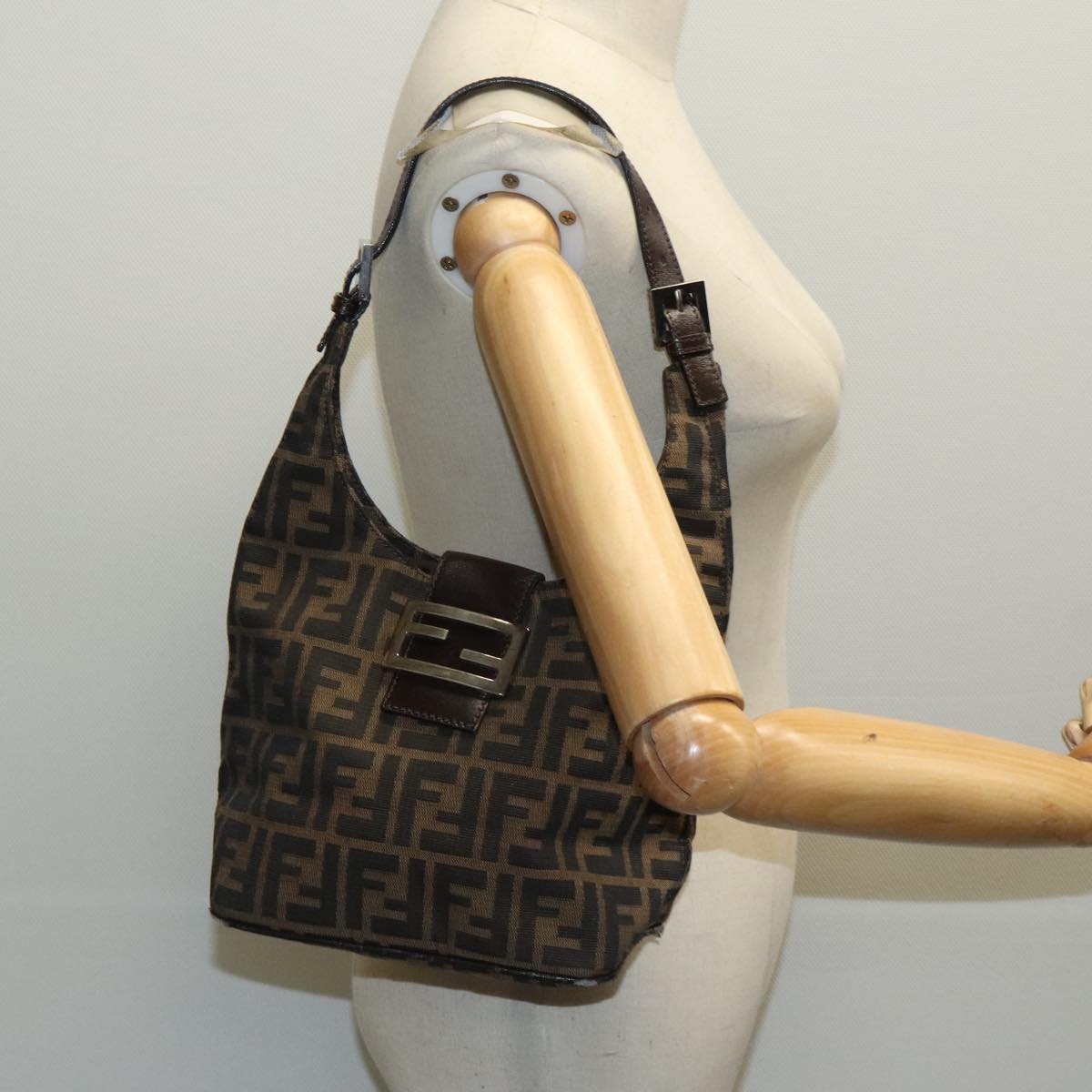 FENDI Zucca Canvas Mamma Baguette Shoulder Bag Brown yk15584