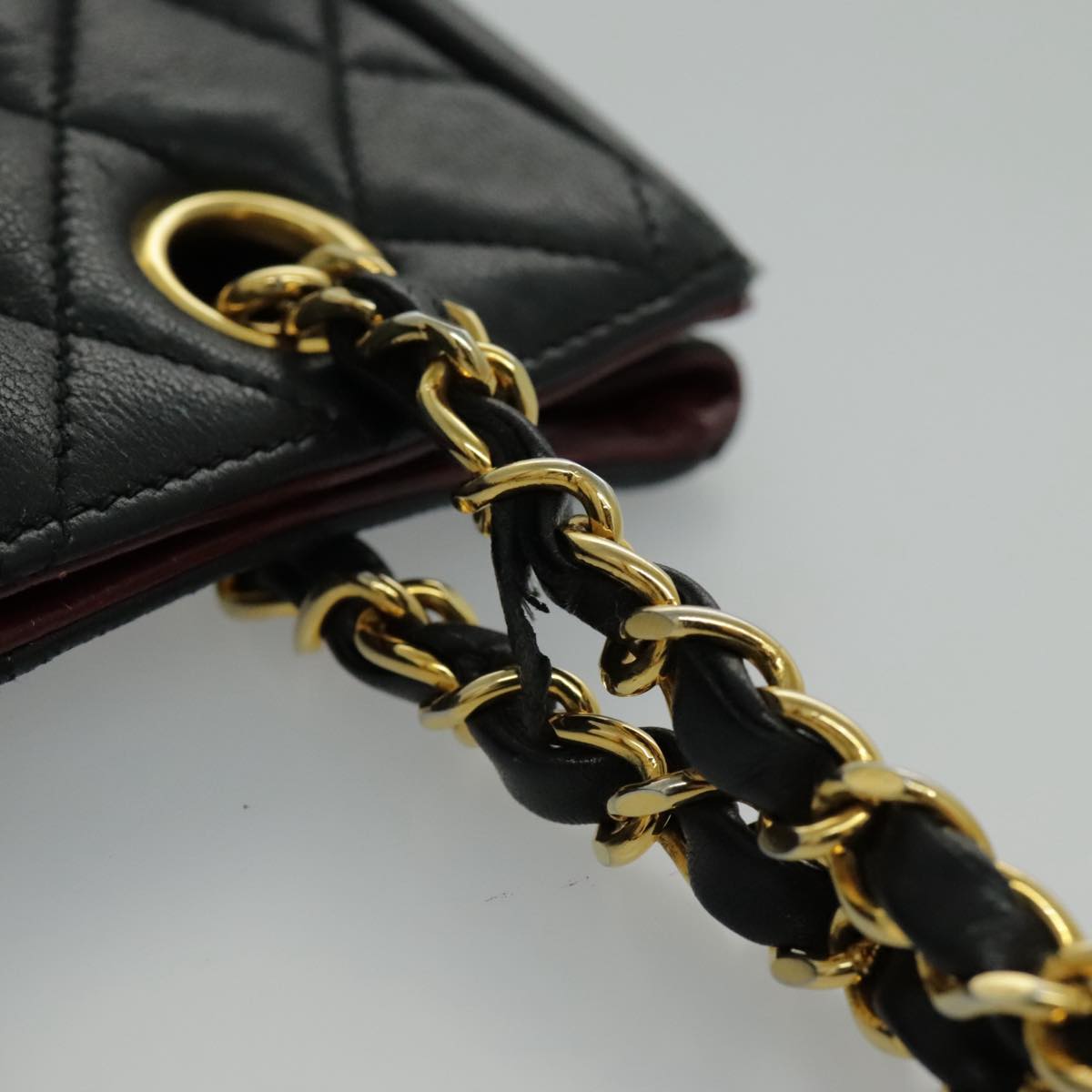 CHANEL Matelasse Chain Shoulder Bag Lamb Skin Black Gold CC yk15615A