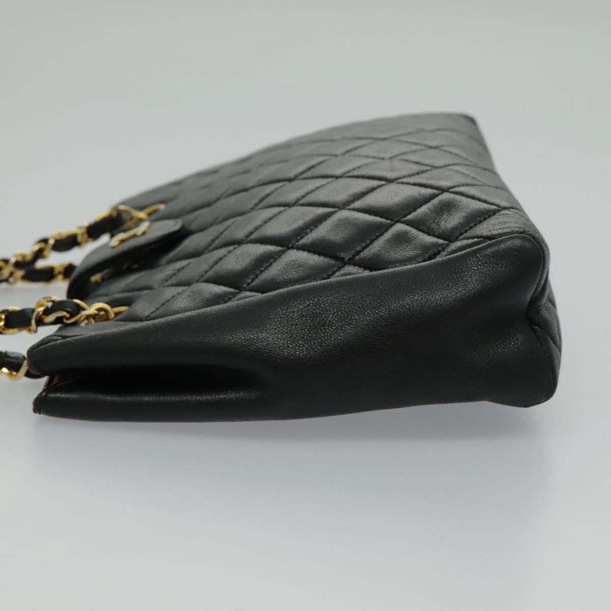 CHANEL Matelasse Chain Shoulder Bag Lamb Skin Black Gold CC yk15615A