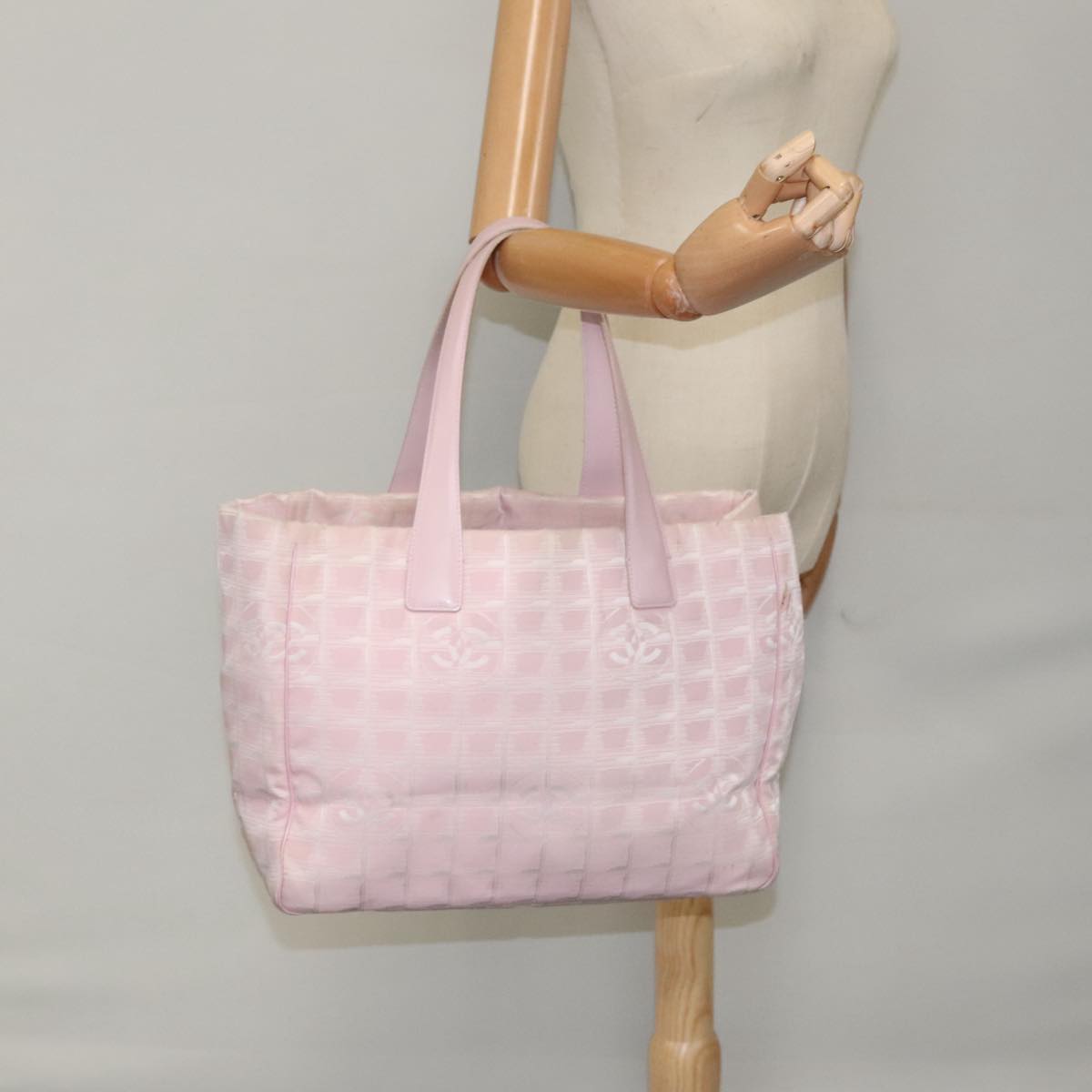 CHANEL New Travel line Tote Bag Nylon Pink Gold CC yk15733
