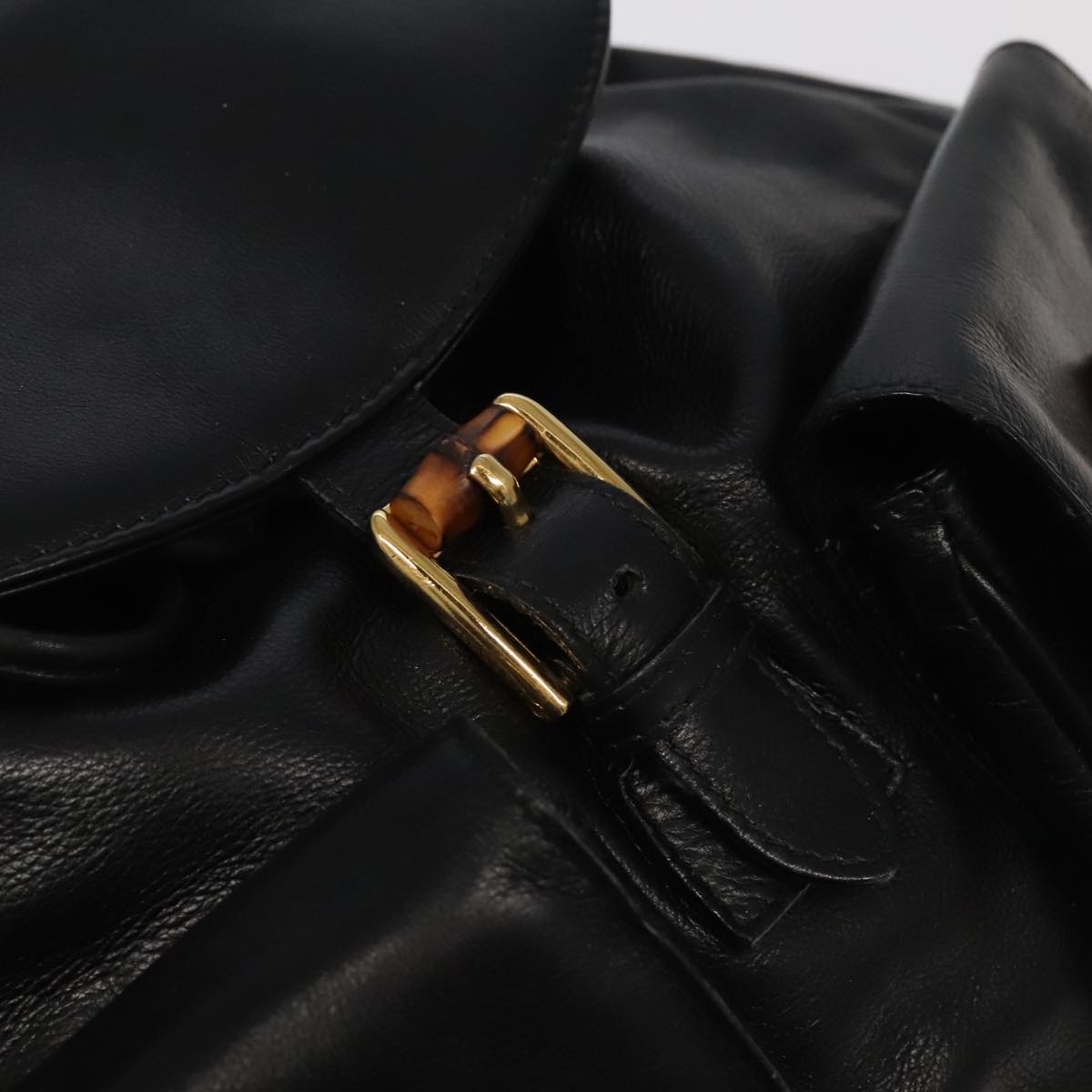 GUCCI Bamboo Backpack Leather Black Gold 003 2058 0016 yk15777