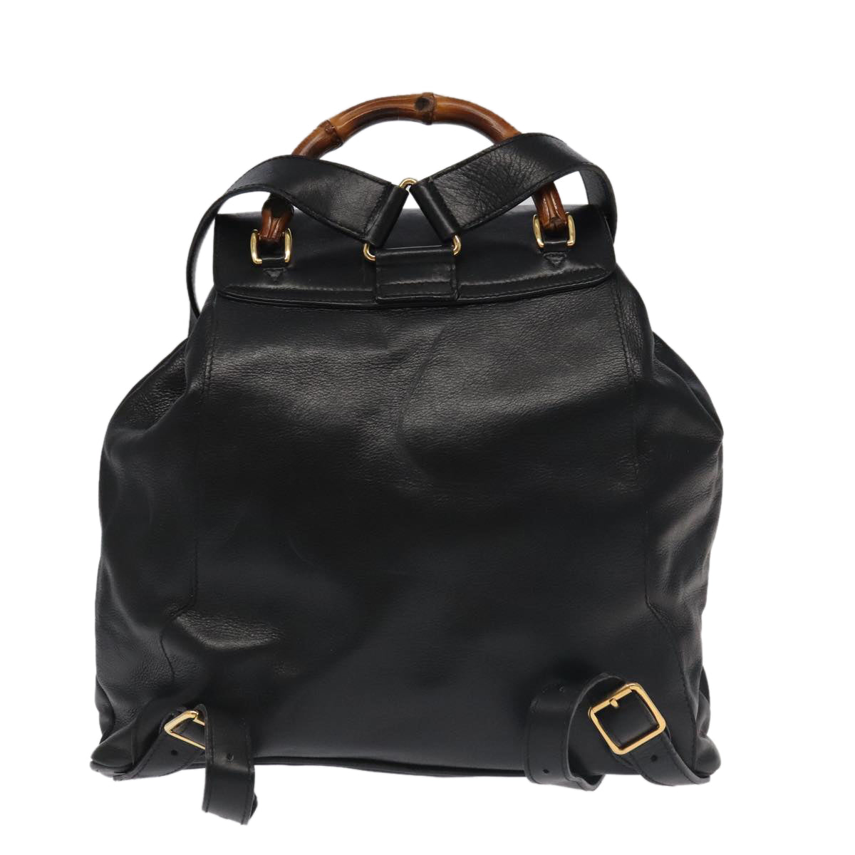 GUCCI Bamboo Backpack Leather Black Gold 003 2058 0016 yk15777