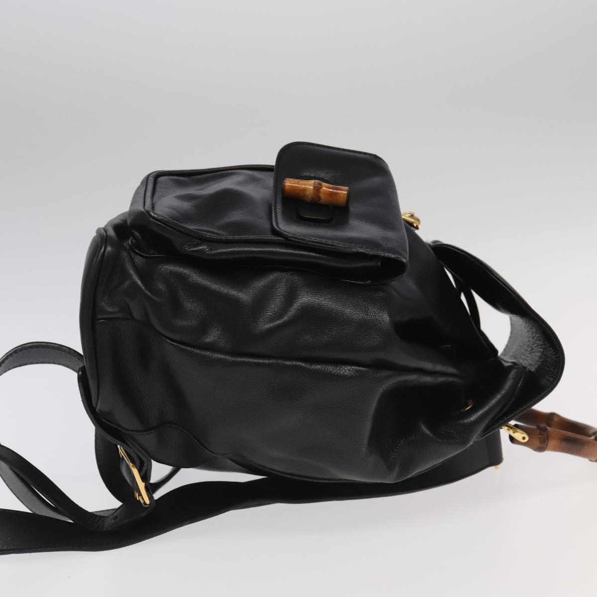 GUCCI Bamboo Backpack Leather Black Gold 003 2058 0016 yk15777