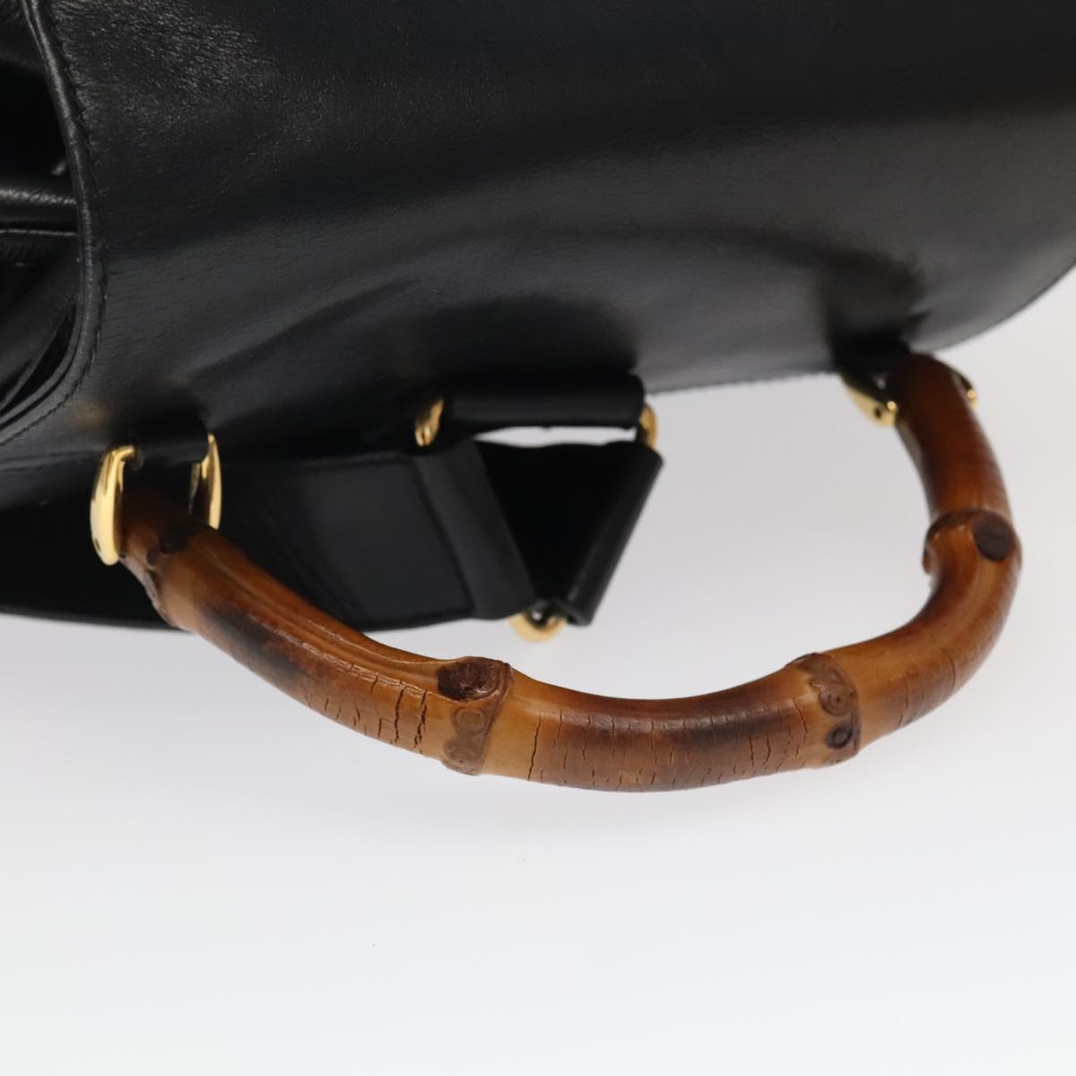 GUCCI Bamboo Backpack Leather Black Gold 003 2058 0016 yk15777