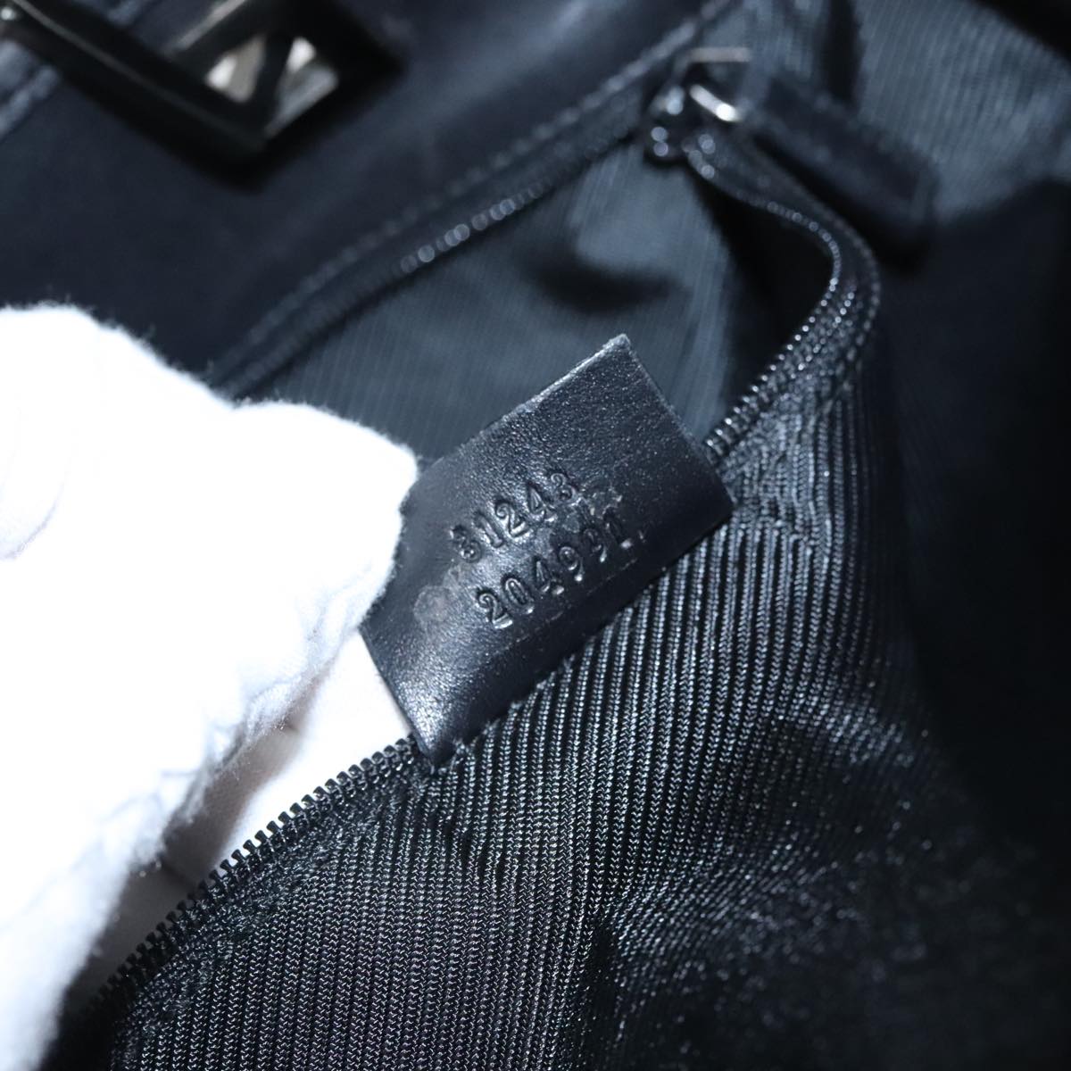 GUCCI GG Canvas Tote Bag Black Silver 31243 yk15819