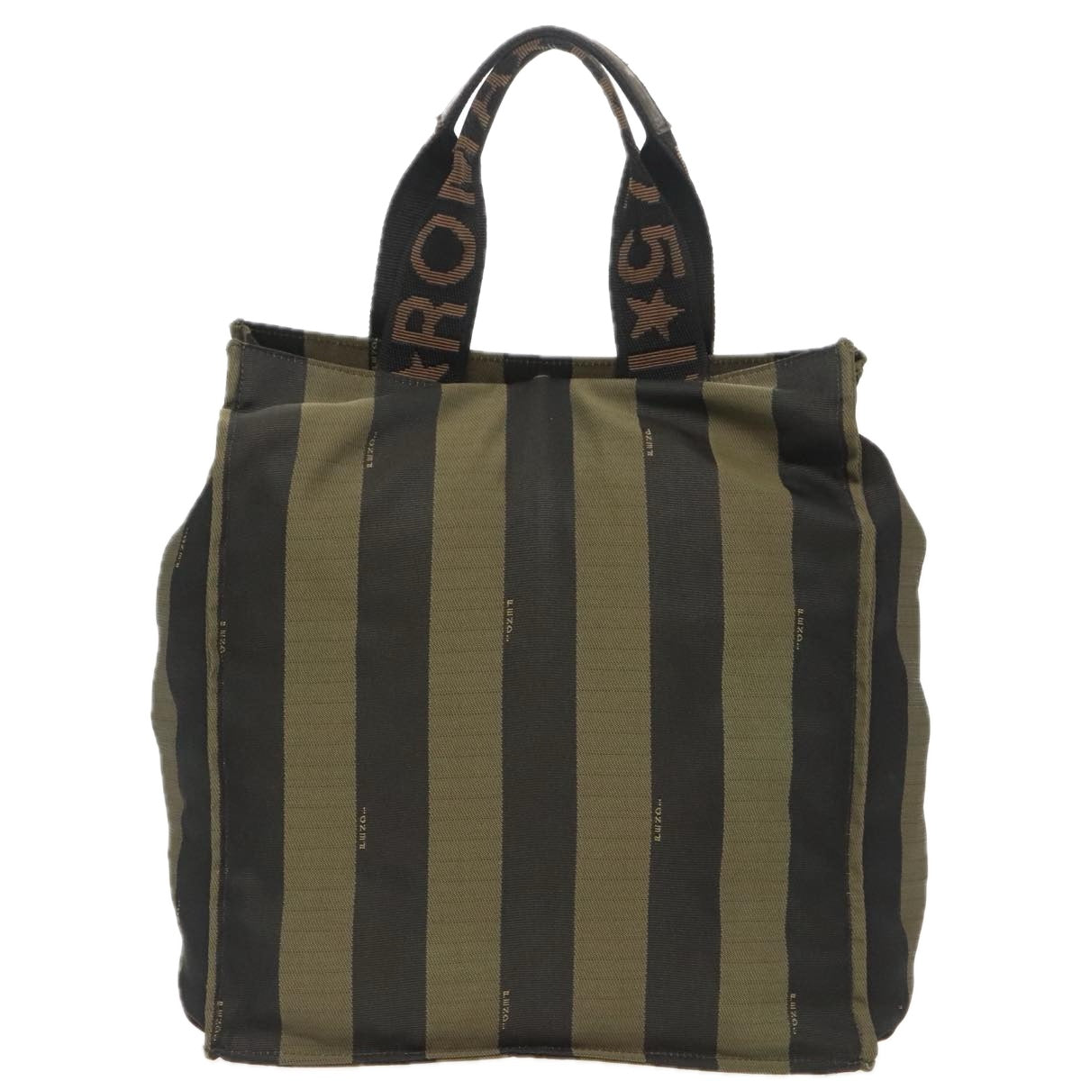 FENDI Pecan Canvas Hand Bag Brown Black yk15857