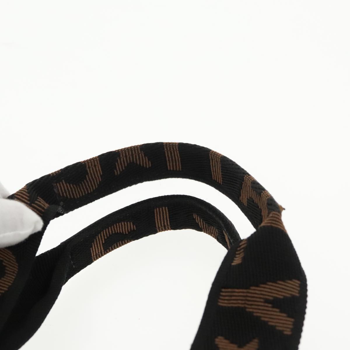 FENDI Pecan Canvas Hand Bag Brown Black yk15857