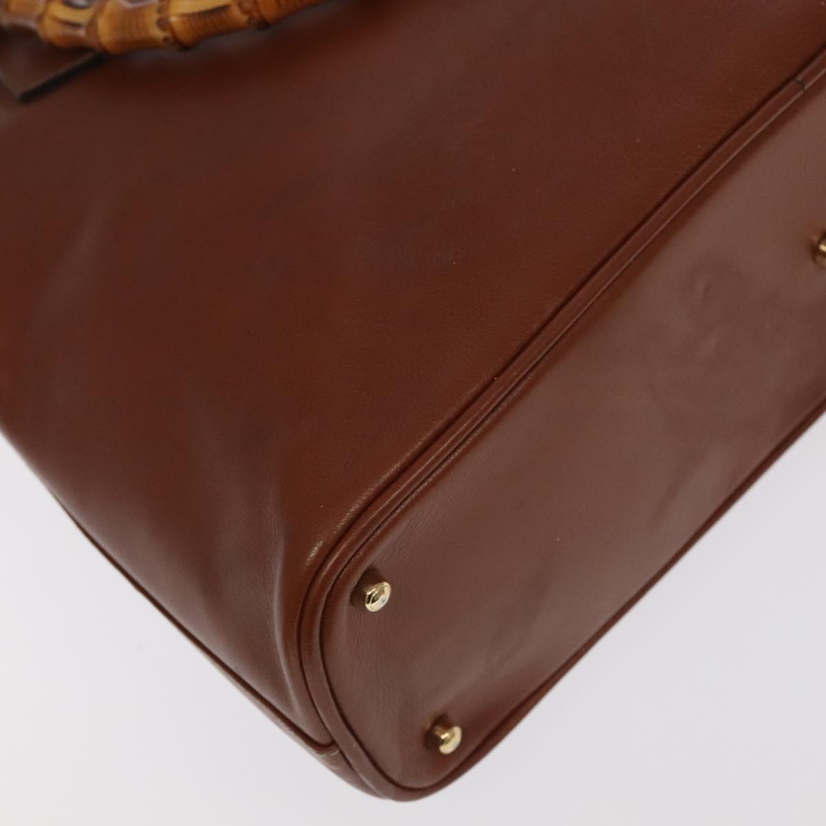 GUCCI Bamboo Hand Bag Leather 2way Brown Gold 000 1186 0289 yk15862