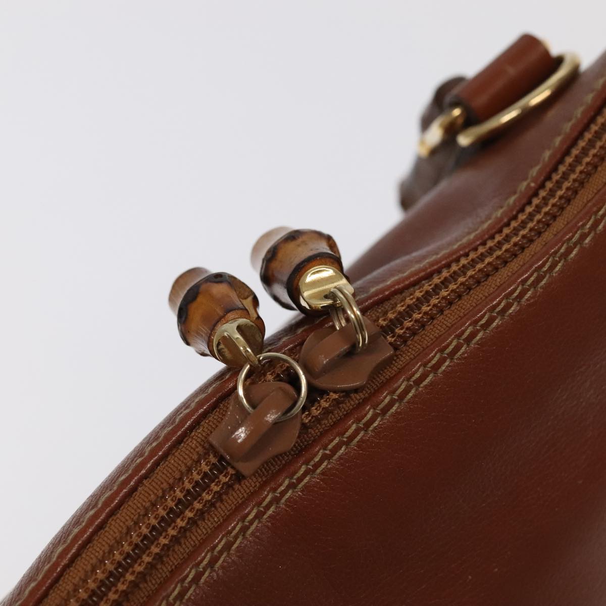 GUCCI Bamboo Hand Bag Leather 2way Brown Gold 000 1186 0289 yk15862