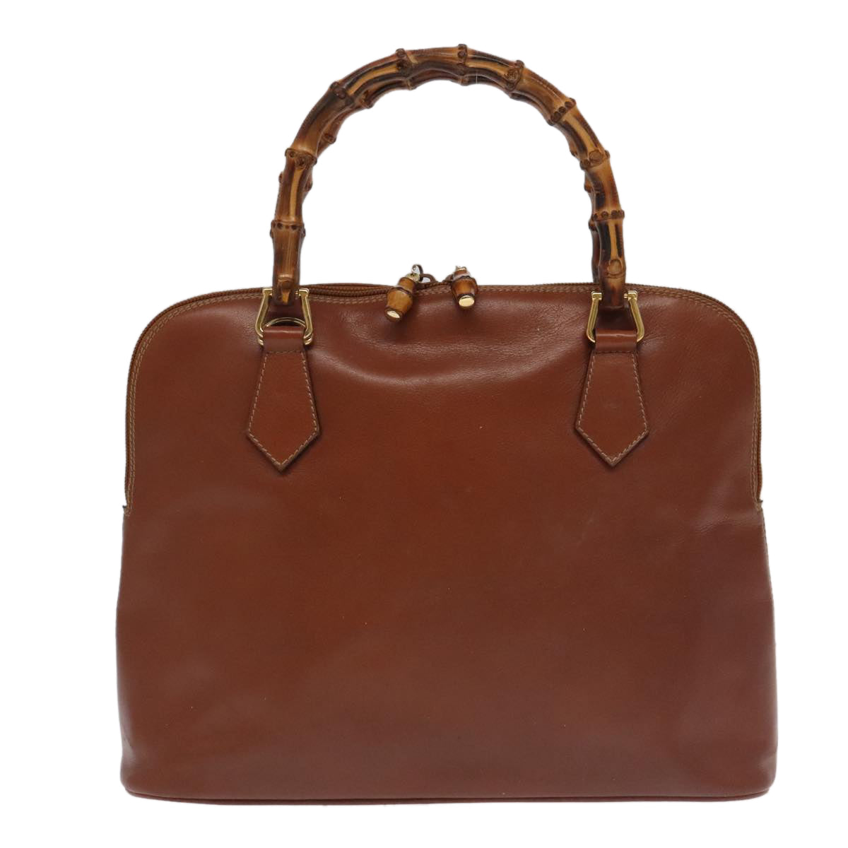 GUCCI Bamboo Hand Bag Leather 2way Brown Gold 000 1186 0289 yk15862