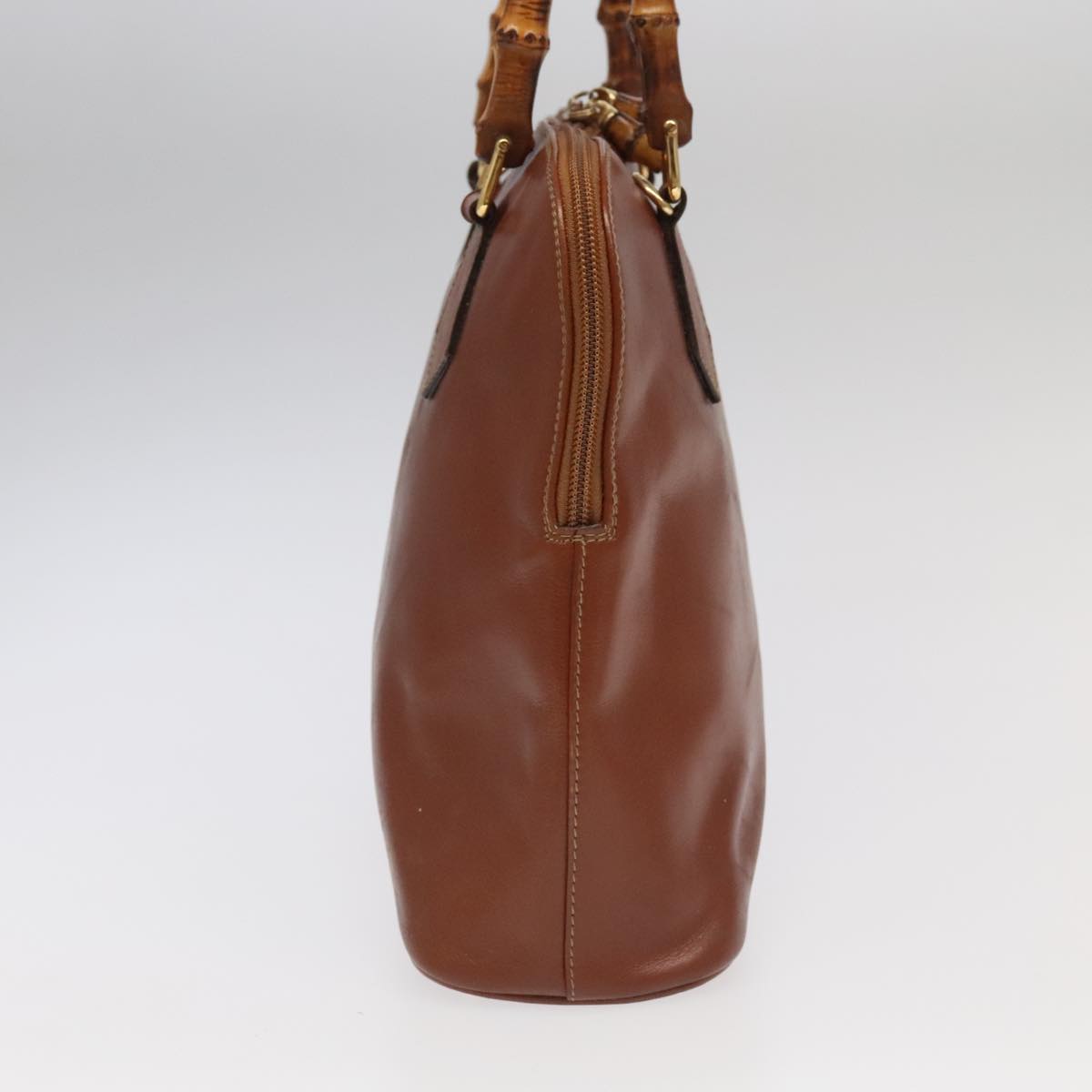 GUCCI Bamboo Hand Bag Leather 2way Brown Gold 000 1186 0289 yk15862