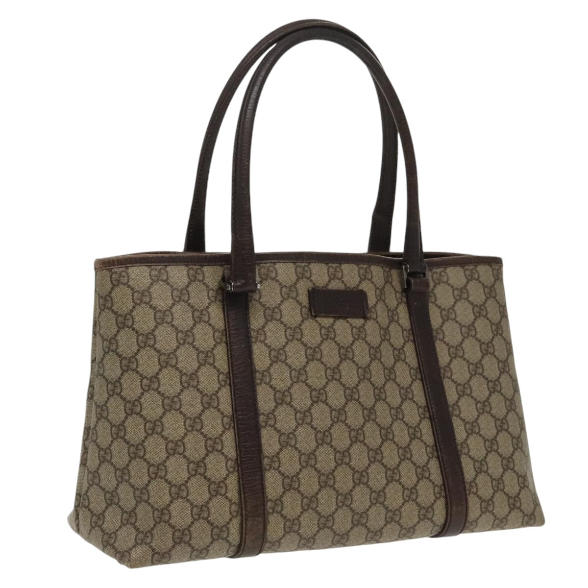 GUCCI GG Supreme Tote Bag PVC Beige Silver 114595 yk15868