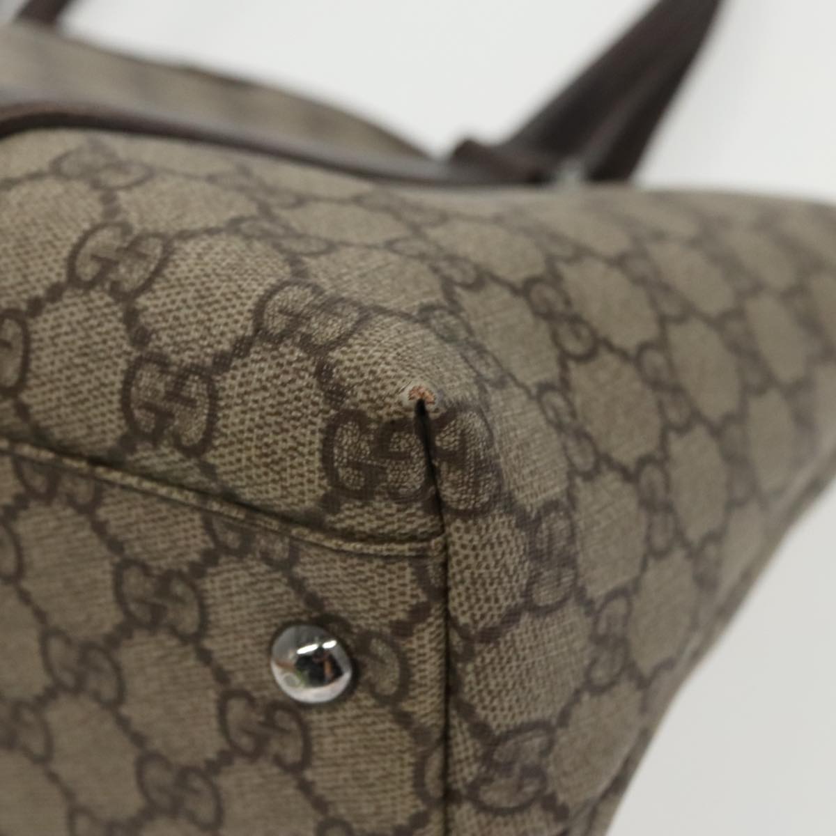 GUCCI GG Supreme Tote Bag PVC Beige Silver 114595 yk15868