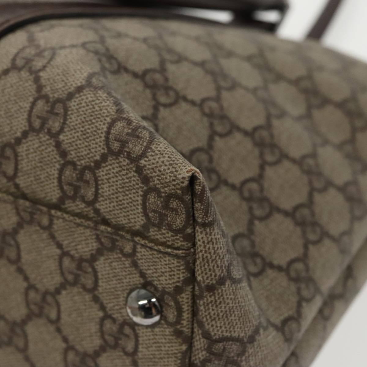 GUCCI GG Supreme Tote Bag PVC Beige Silver 114595 yk15868