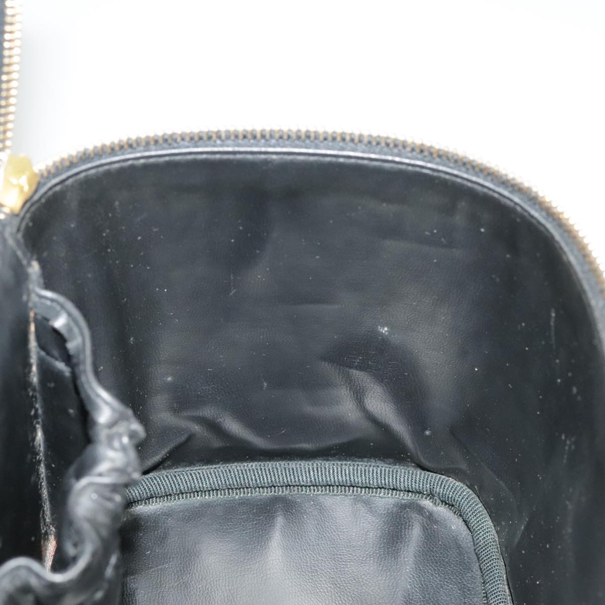 CHANEL Bicolore Vanity Cosmetic Pouch Leather Black Gold CC yk15869