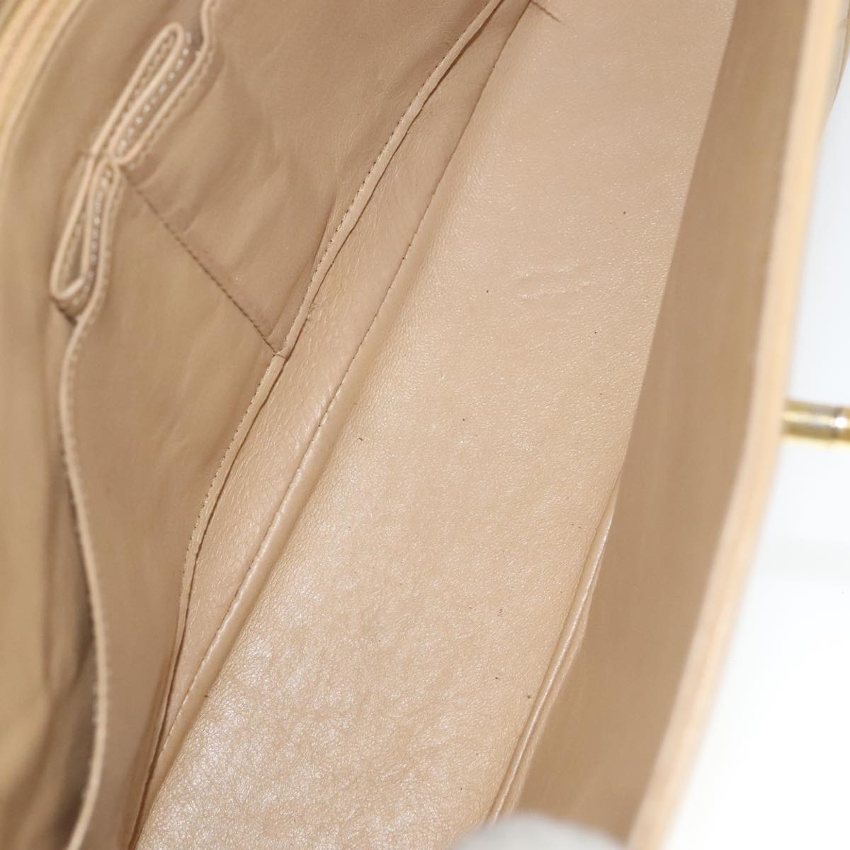 CHANEL Matelasse Chain Hand Bag Lamb Skin Beige Gold CC yk15903