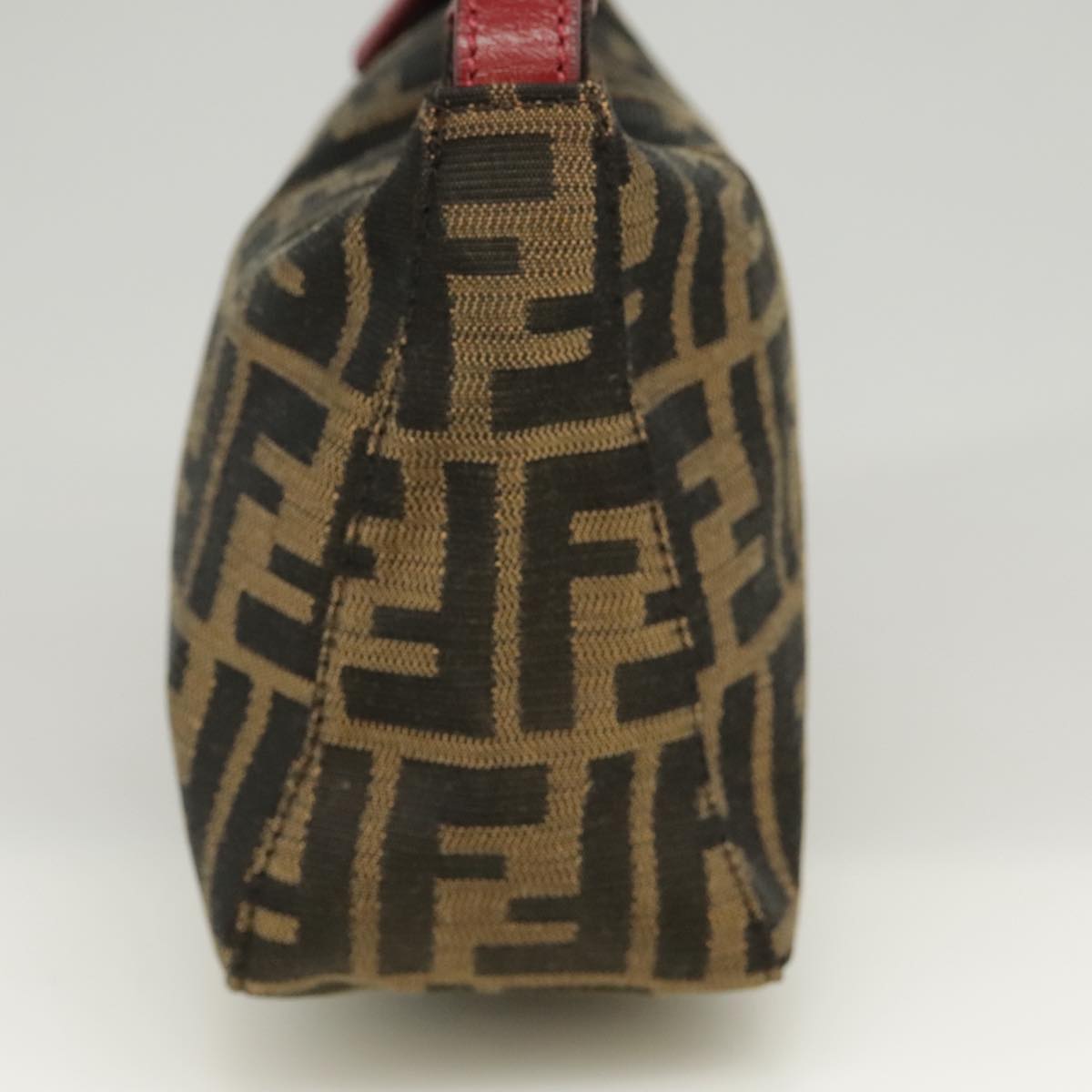 FENDI Zucca Canvas Hand Bag Brown Black gold yk15970