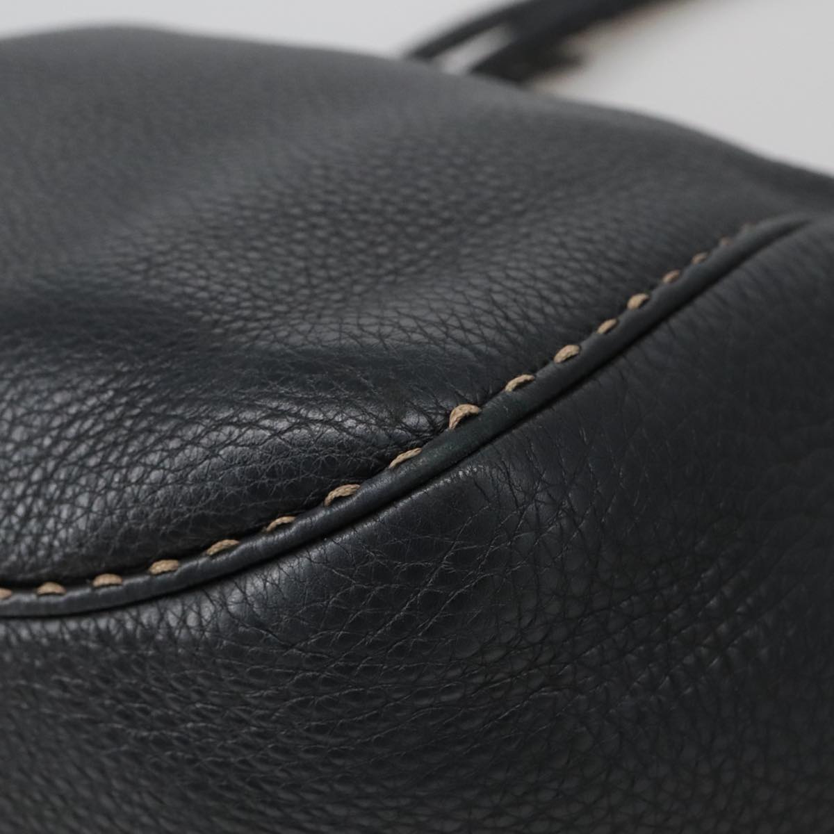 FENDI Celeria Tote Bag Leather Black Gold yk15995