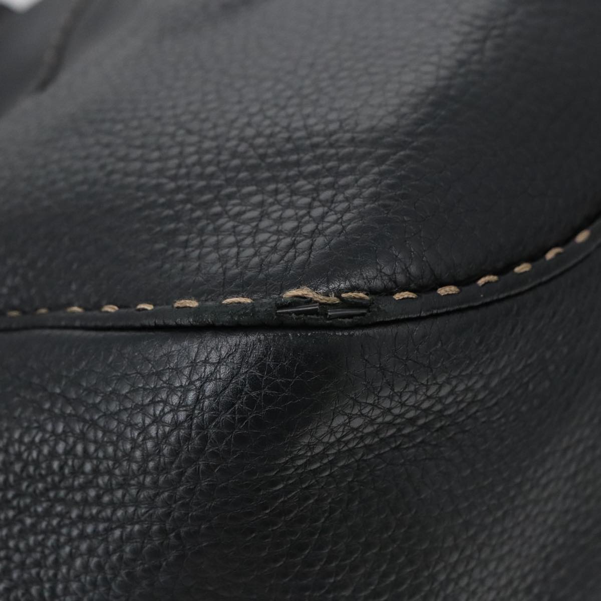 FENDI Celeria Tote Bag Leather Black Gold yk15995