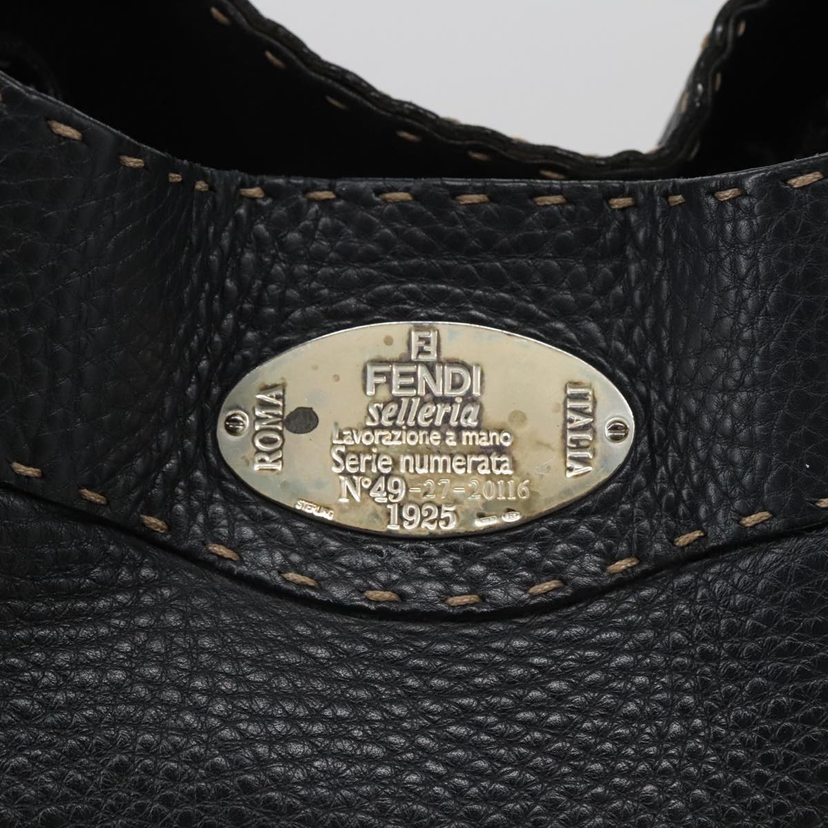 FENDI Celeria Tote Bag Leather Black Gold yk15995