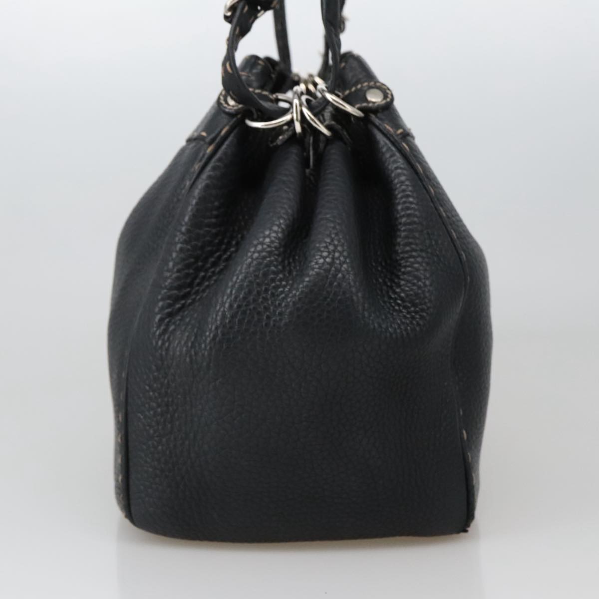 FENDI Celeria Tote Bag Leather Black Gold yk15995