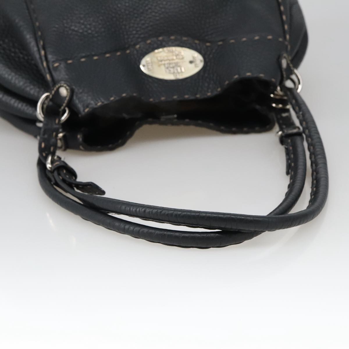 FENDI Celeria Tote Bag Leather Black Gold yk15995